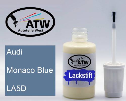 Audi, Monaco Blue, LA5D: 20ml Lackstift, von ATW Autoteile West.